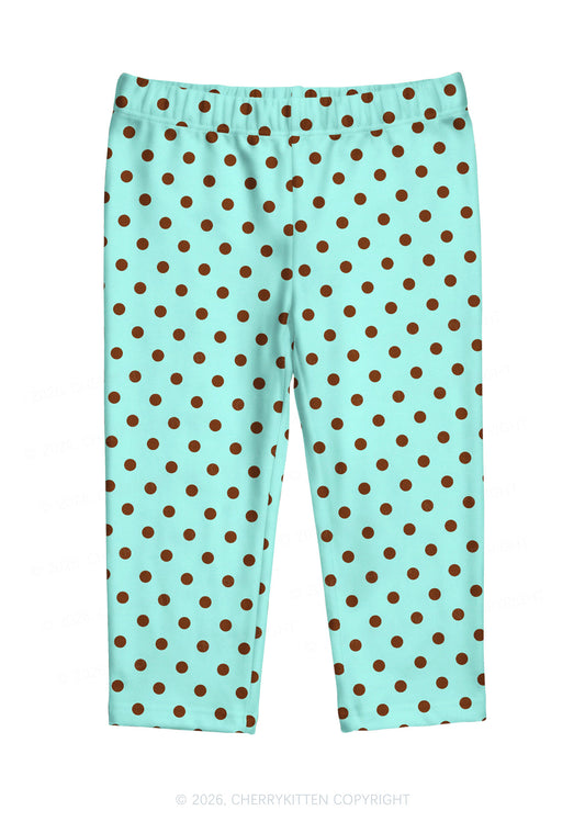Brown Dots On Mint Green Y2K Print Capri Pants Cherrykitten