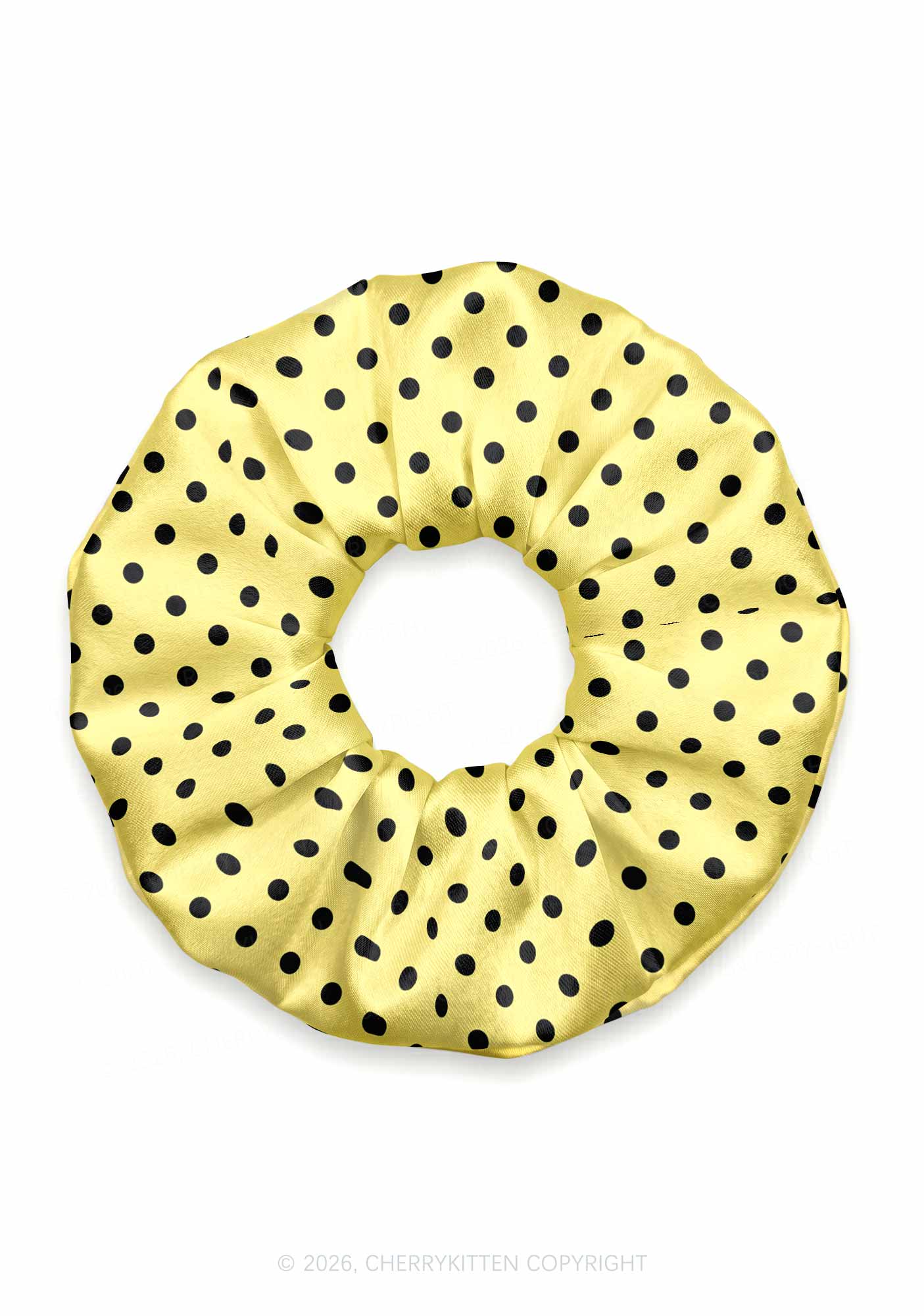 Black Dots On Yellow Y2K Hair Scrunchie Cherrykitten