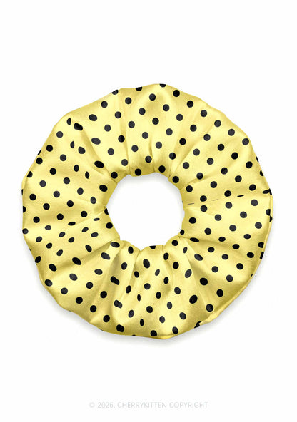 Black Dots On Yellow Y2K Hair Scrunchie Cherrykitten