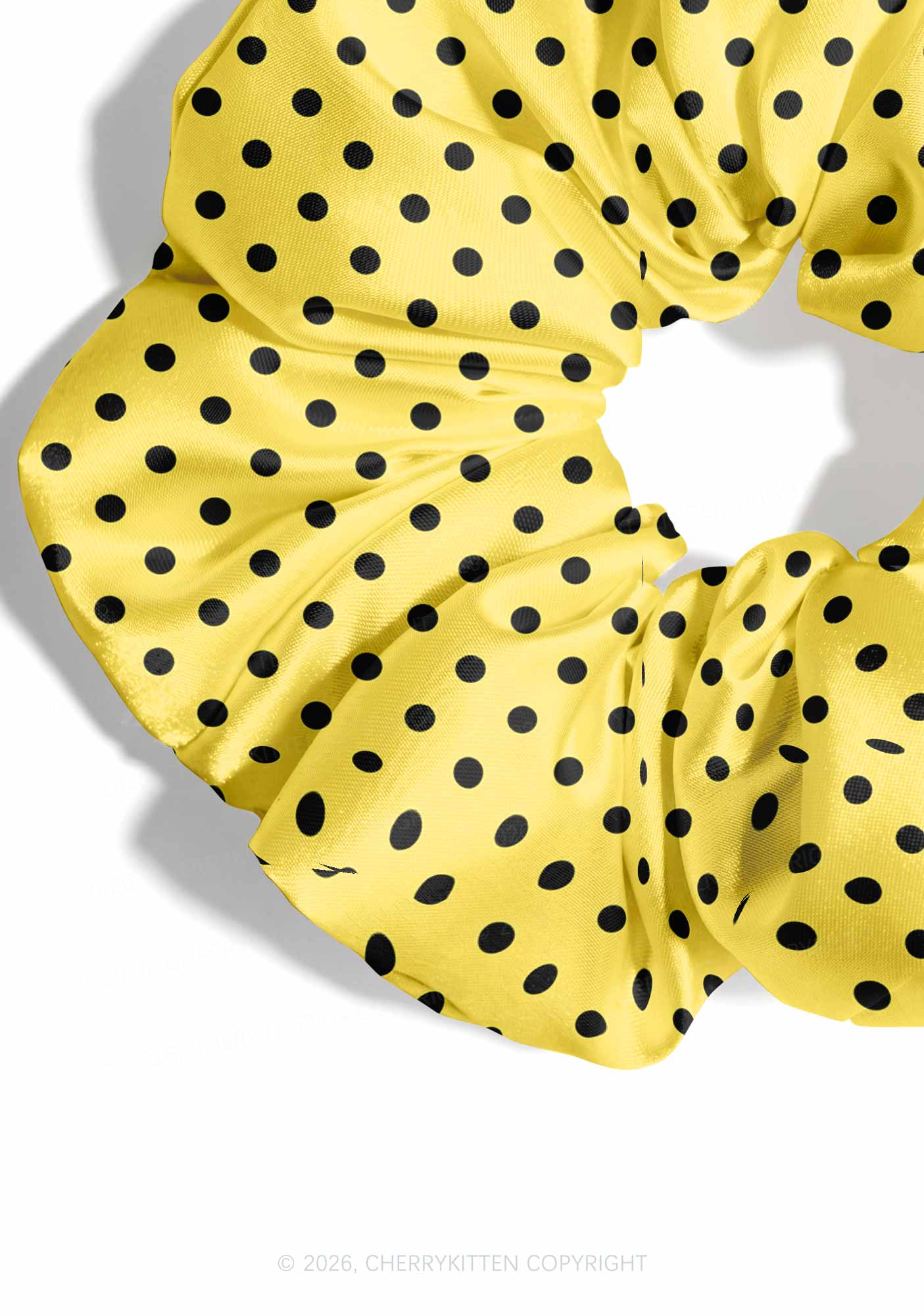 Black Dots On Yellow Y2K Hair Scrunchie Cherrykitten