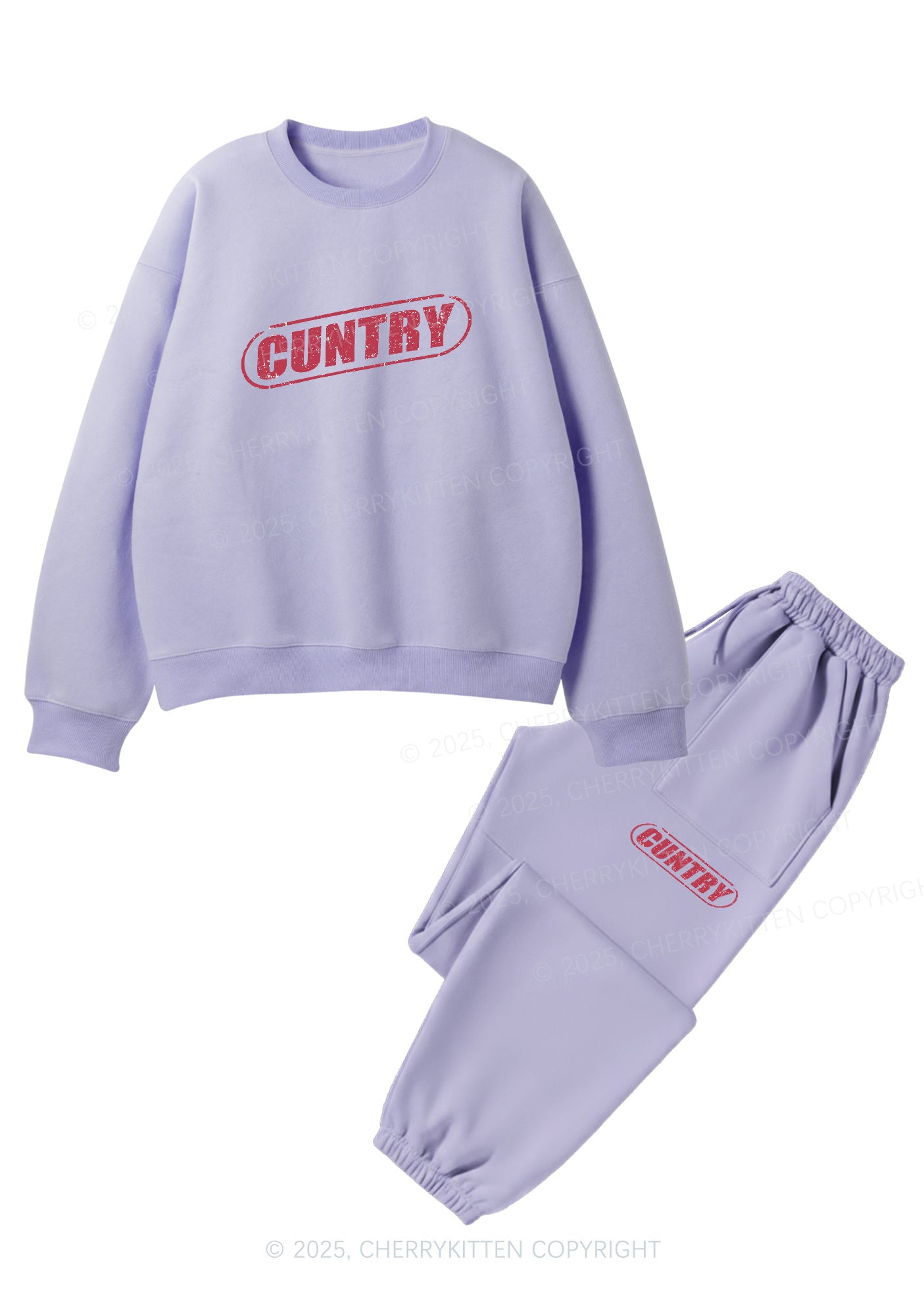 Cuntry Y2K Fleece Sweatshirts Set Cherrykitten