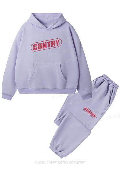 Cuntry Y2K Fleece Hoodie Set Cherrykitten