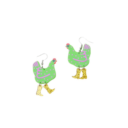 Chicken In Shining Boots Earrings