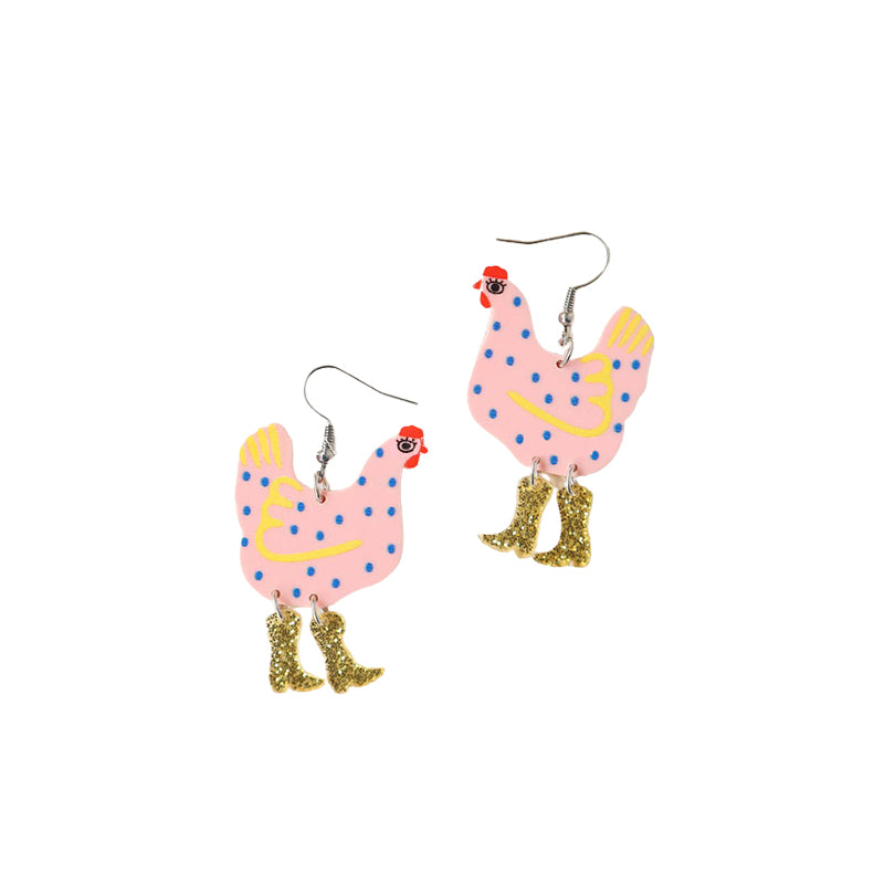 Chicken In Shining Boots Earrings