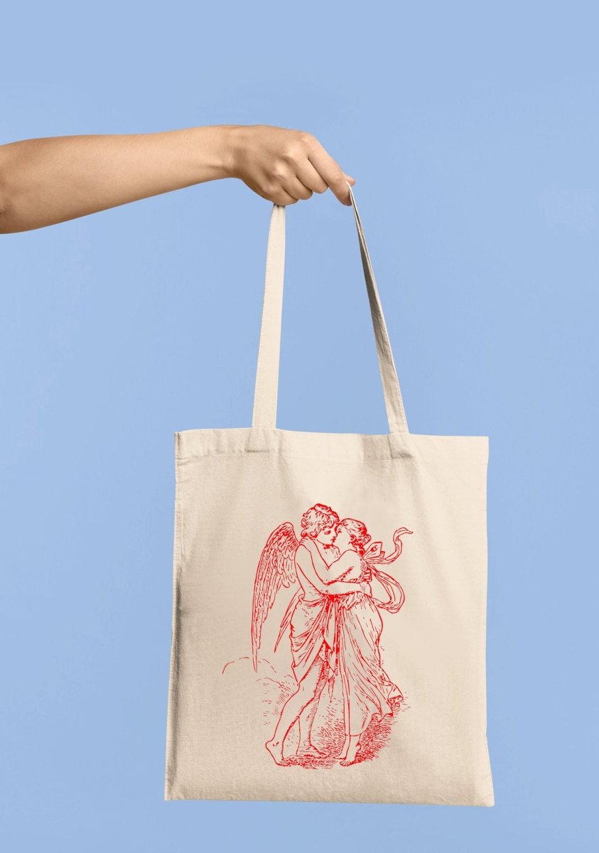 Angel Kiss Canvas Tote Bag - cherrykittenAngel Kiss Canvas Tote Bag