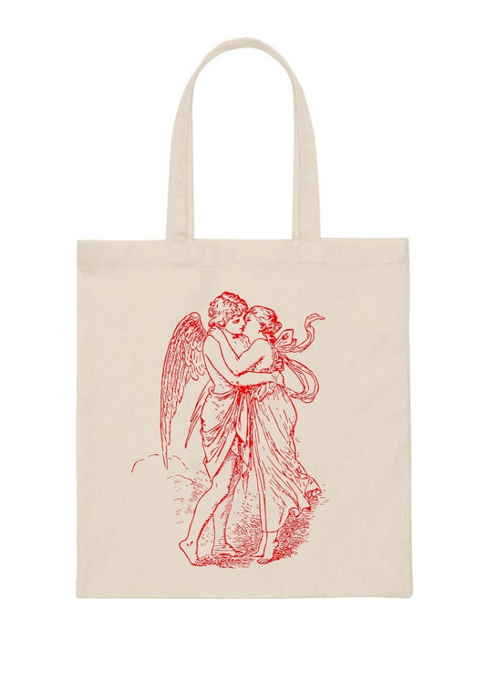 Angel Kiss Canvas Tote Bag - cherrykittenAngel Kiss Canvas Tote Bag