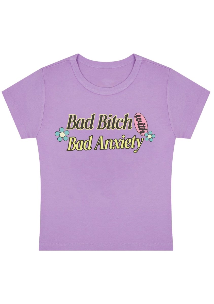 Bad Bixth With Bad Anxiety Y2K Baby Tee - cherrykittenBad Bixth With Bad Anxiety Y2K Baby Tee