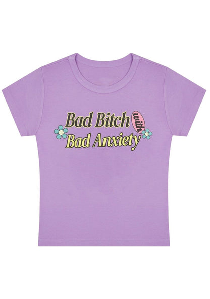 Bad Bixth With Bad Anxiety Y2K Baby Tee - cherrykittenBad Bixth With Bad Anxiety Y2K Baby Tee