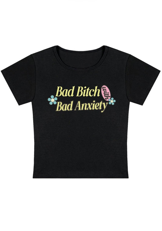 Bad Bixth With Bad Anxiety Y2K Baby Tee - cherrykittenBad Bixth With Bad Anxiety Y2K Baby Tee