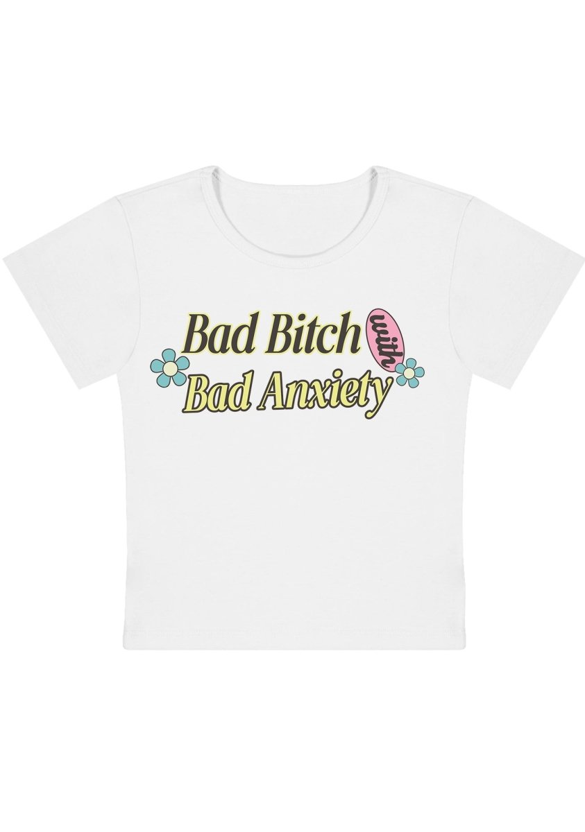 Bad Bixth With Bad Anxiety Y2K Baby Tee - cherrykittenBad Bixth With Bad Anxiety Y2K Baby Tee