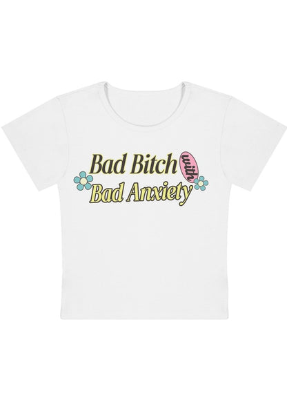 Bad Bixth With Bad Anxiety Y2K Baby Tee - cherrykittenBad Bixth With Bad Anxiety Y2K Baby Tee
