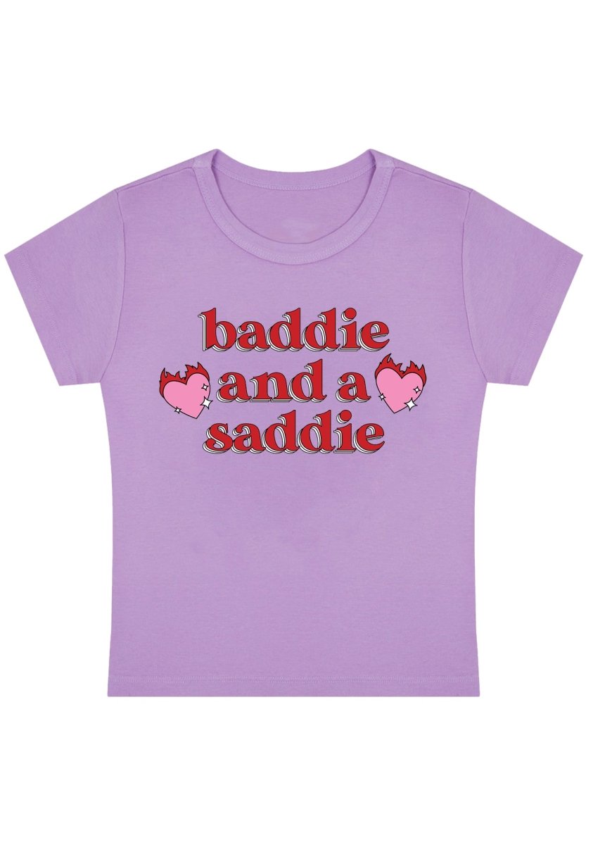Baddie And A Saddie Y2K Baby Tee - cherrykittenBaddie And A Saddie Y2K Baby Tee