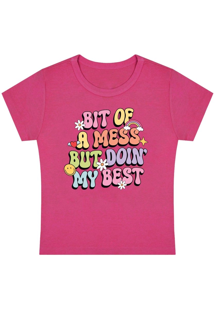 Bit Of A Mess Y2K Baby Tee - cherrykittenBit Of A Mess Y2K Baby Tee