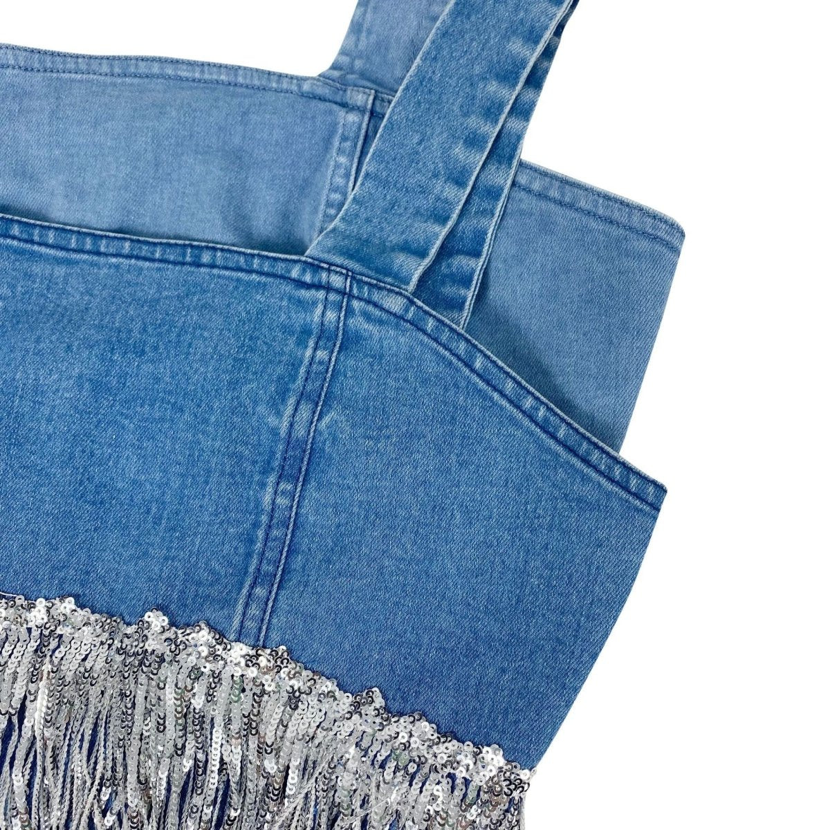 Blue Denim Fringe Corset Top - cherrykittenBlue Denim Fringe Corset Top