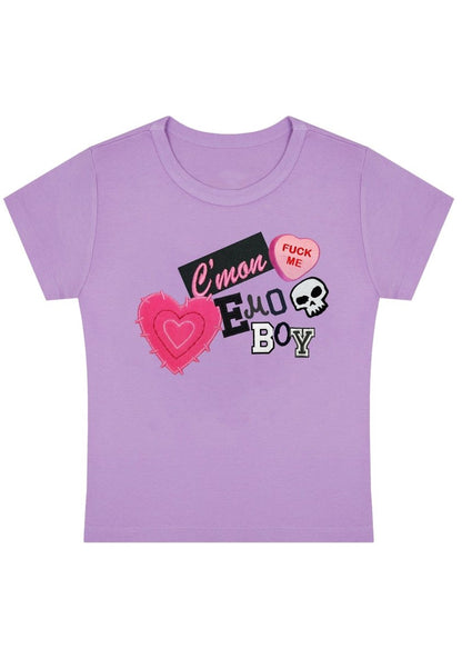 C'mon Emo Boy Y2K Baby Tee - cherrykittenC'mon Emo Boy Y2K Baby Tee