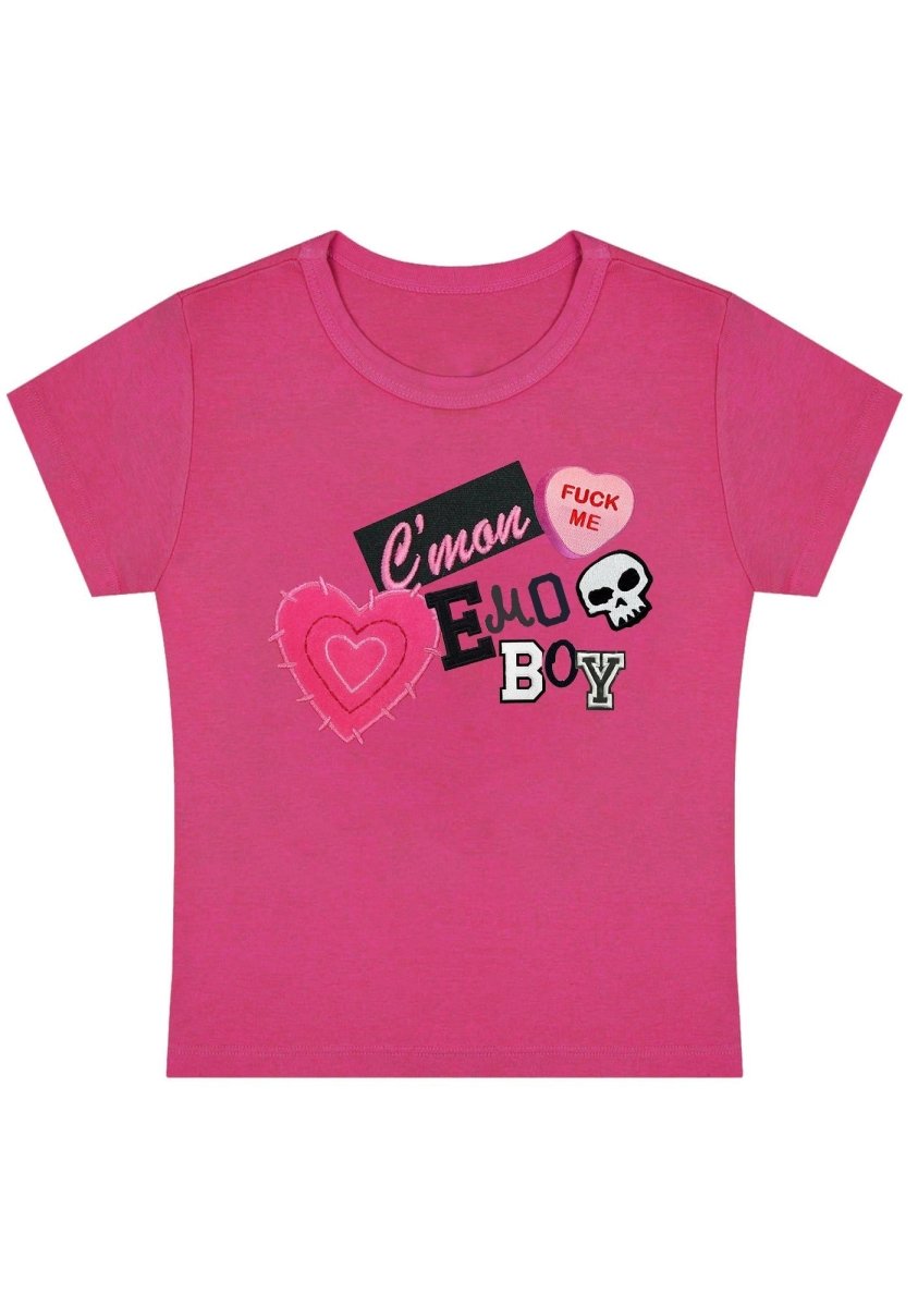 C'mon Emo Boy Y2K Baby Tee - cherrykittenC'mon Emo Boy Y2K Baby Tee