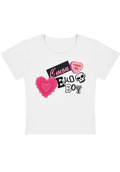 C'mon Emo Boy Y2K Baby Tee - cherrykittenC'mon Emo Boy Y2K Baby Tee