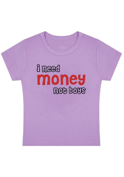 Curvy I Need Money Not Boys Baby Tee - cherrykittenCurvy I Need Money Not Boys Baby Tee