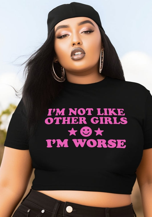 Curvy I'm Worse Baby Tee - cherrykittenCurvy I'm Worse Baby Tee