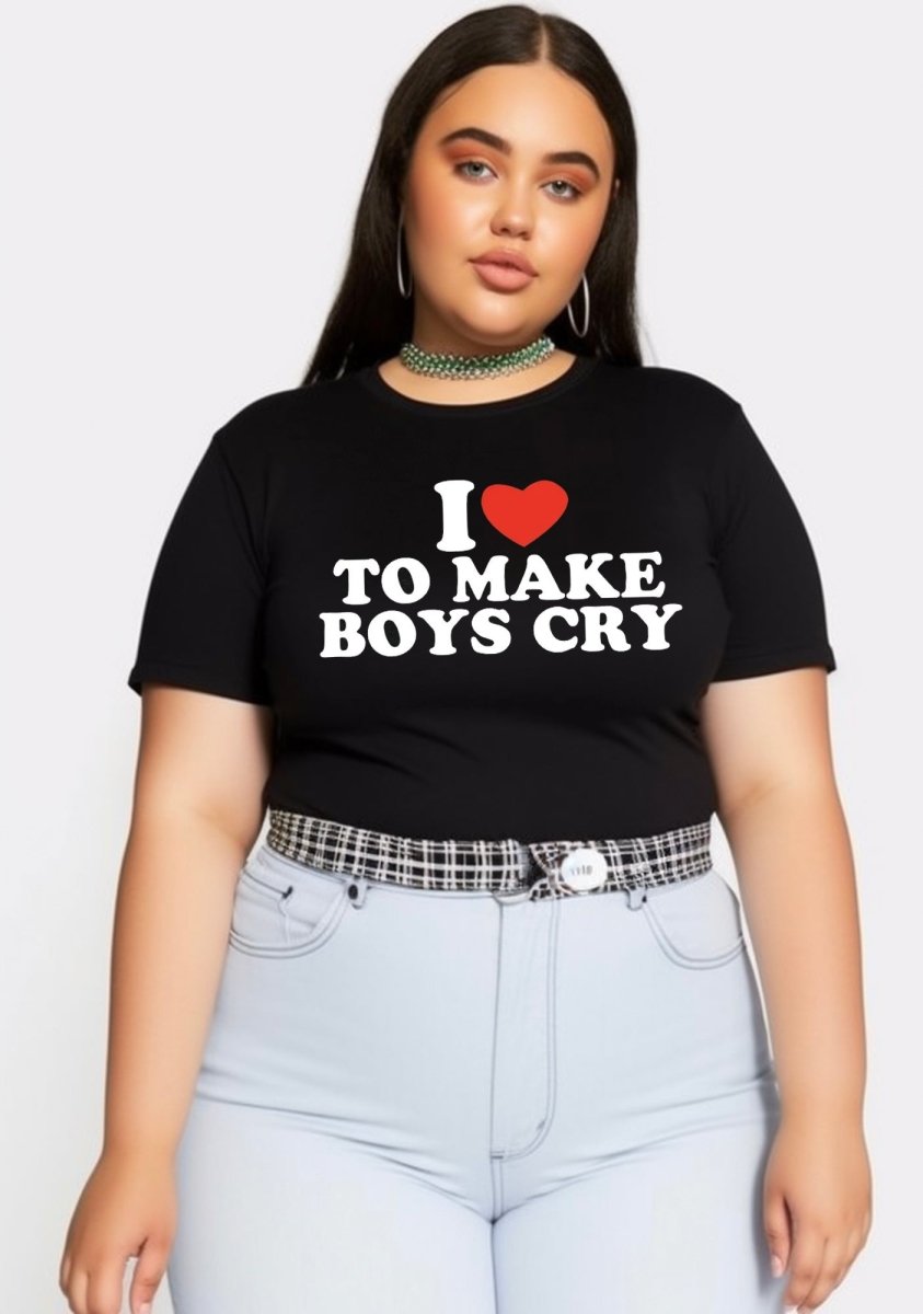 Curvy Love To Make Boys Cry Baby Tee - cherrykittenCurvy Love To Make Boys Cry Baby Tee