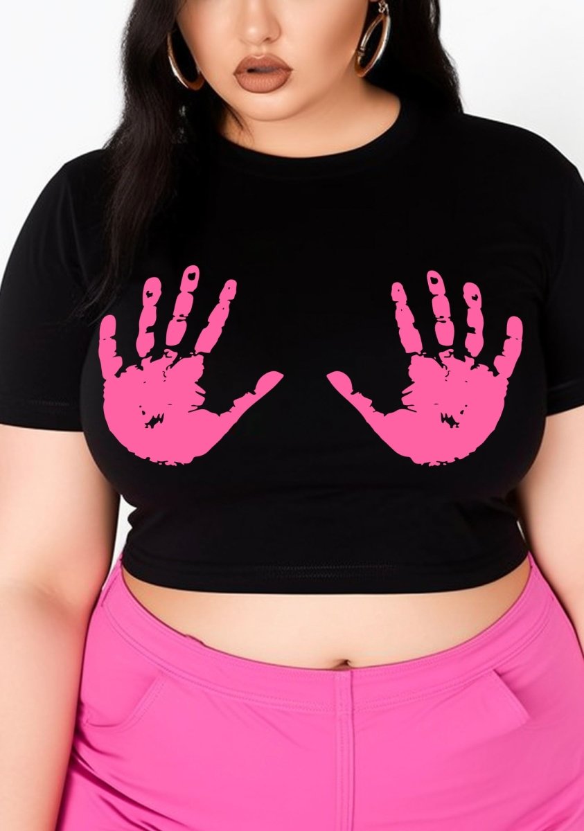 Curvy Put Your Hands Right Baby Tee - cherrykittenCurvy Put Your Hands Right Baby Tee