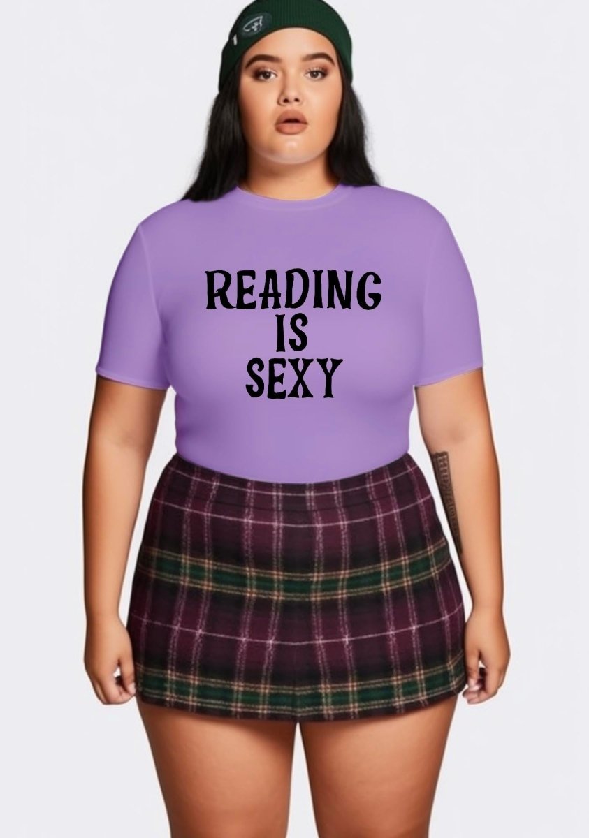 Curvy Reading Is Sxxx Baby Tee - cherrykittenCurvy Reading Is Sxxx Baby Tee