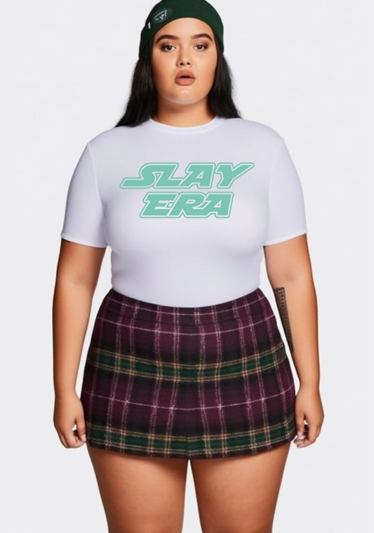 Curvy Slay Era Baby Tee - cherrykittenCurvy Slay Era Baby Tee