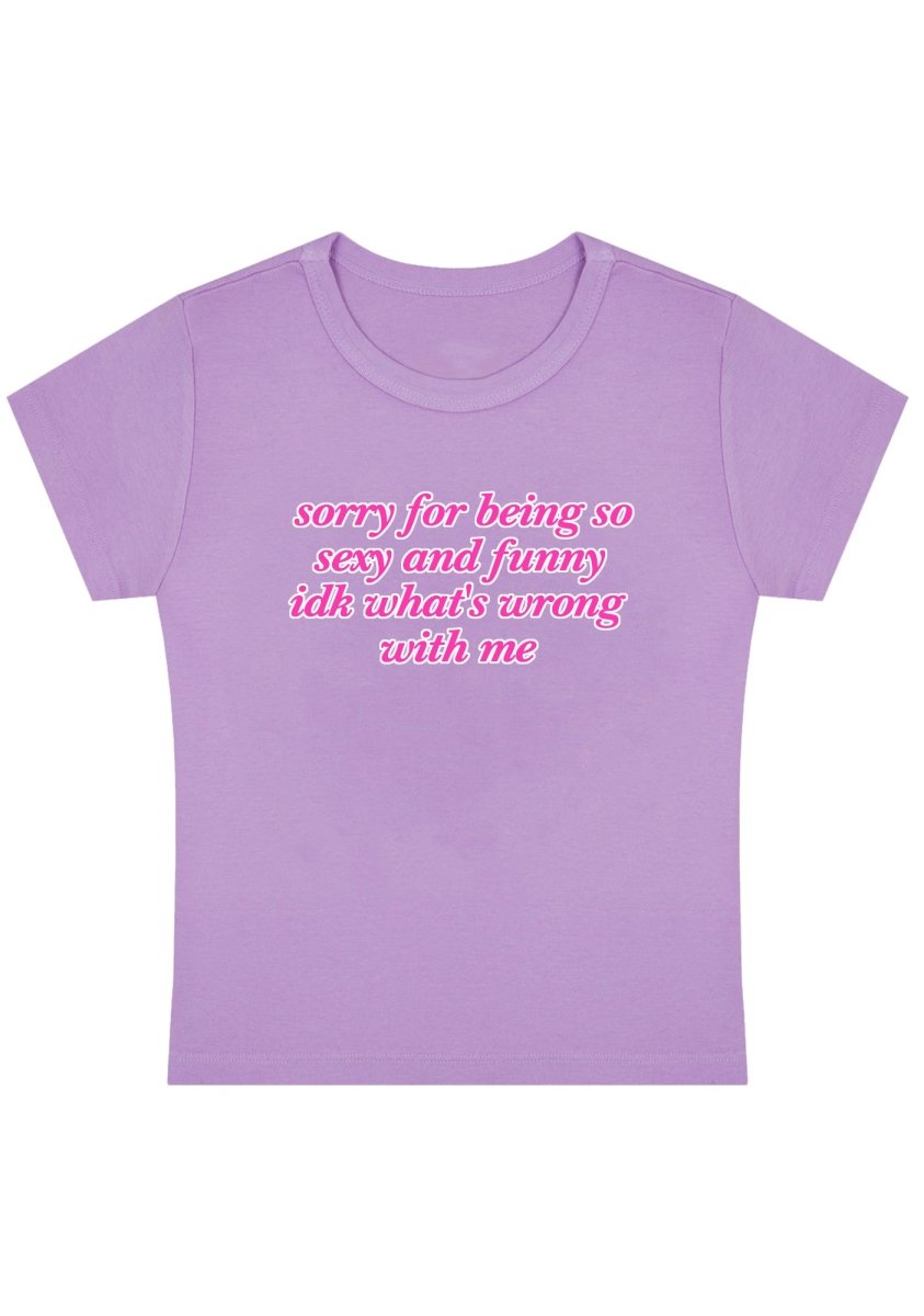 Curvy Sorry For Being So Funny Baby Tee - cherrykittenCurvy Sorry For Being So Funny Baby Tee