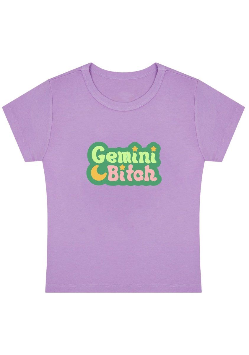 Custom Zodiac Gemini Bxtch Y2k Baby Tee-cherrykitten-Baby Tees,Personalized,Savage,Tops,Zodiac