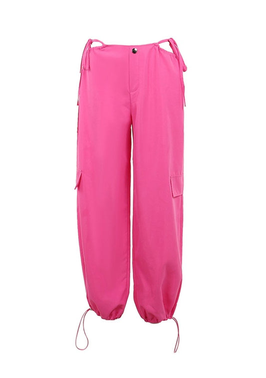 Cutout Drawstring Feet Cargo Pants - cherrykittenCutout Drawstring Feet Cargo Pants