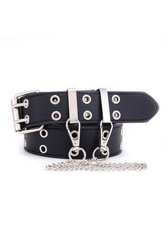 Decorative Chain Leather Buckle Belt - cherrykittenDecorative Chain Leather Buckle Belt