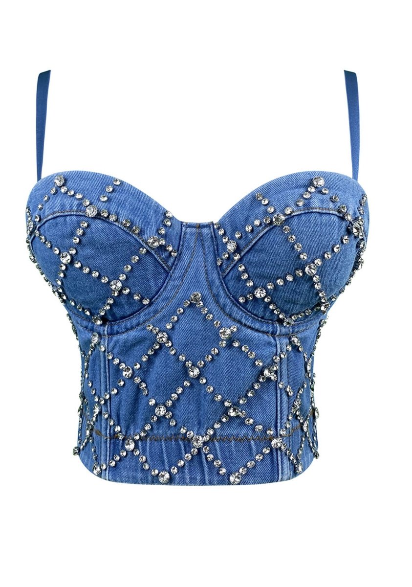 Diamond Denim 2 Colors Corset Top - cherrykittenDiamond Denim 2 Colors Corset Top