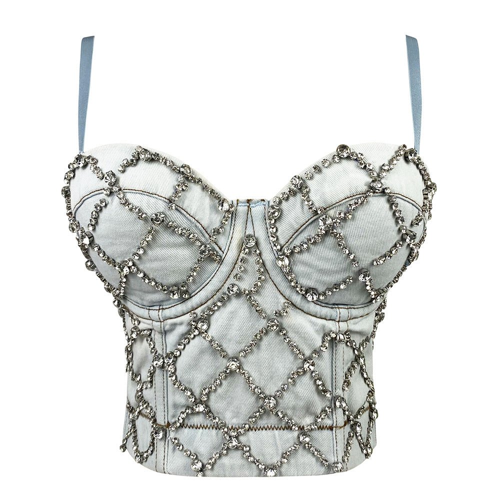 Diamond Denim 2 Colors Corset Top - cherrykittenDiamond Denim 2 Colors Corset Top