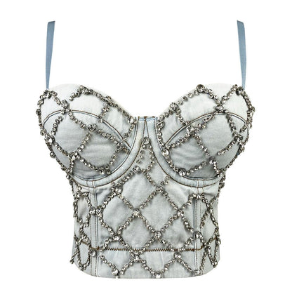 Diamond Denim 2 Colors Corset Top - cherrykittenDiamond Denim 2 Colors Corset Top