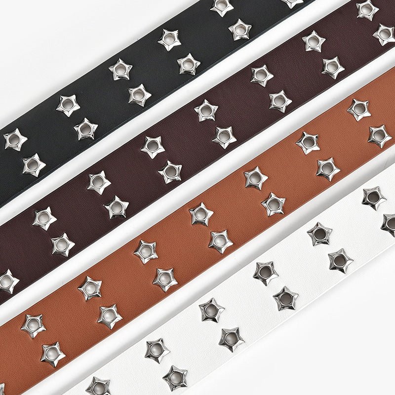 Double Row Stars Punk Buckle Belt - cherrykittenDouble Row Stars Punk Buckle Belt