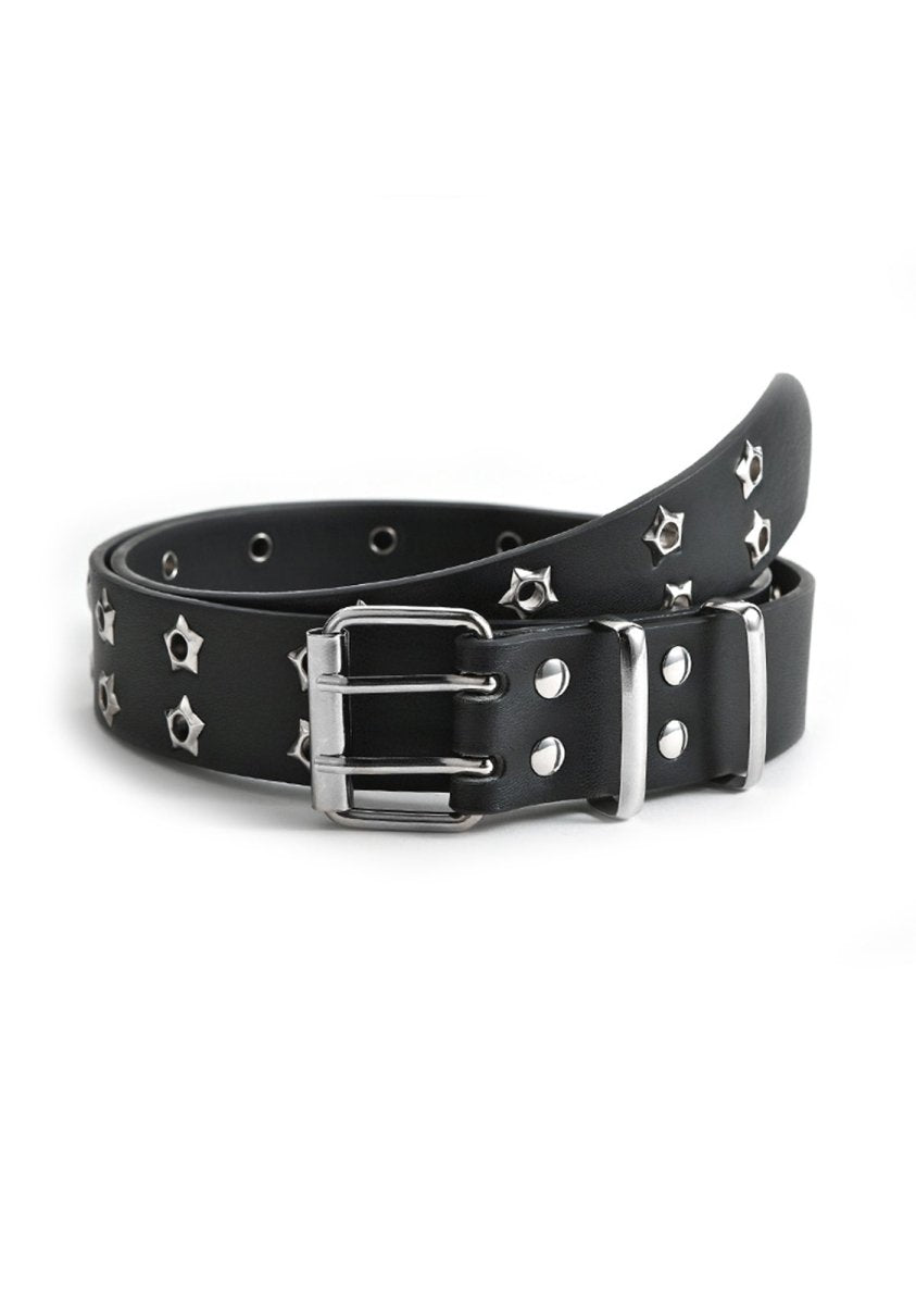 Double Row Stars Punk Buckle Belt - cherrykittenDouble Row Stars Punk Buckle Belt