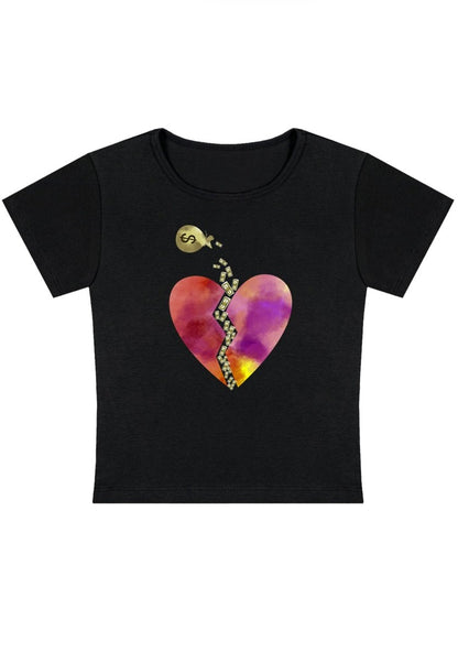 Fill My Heart With Cash Y2k Baby Tee - cherrykittenFill My Heart With Cash Y2k Baby Tee