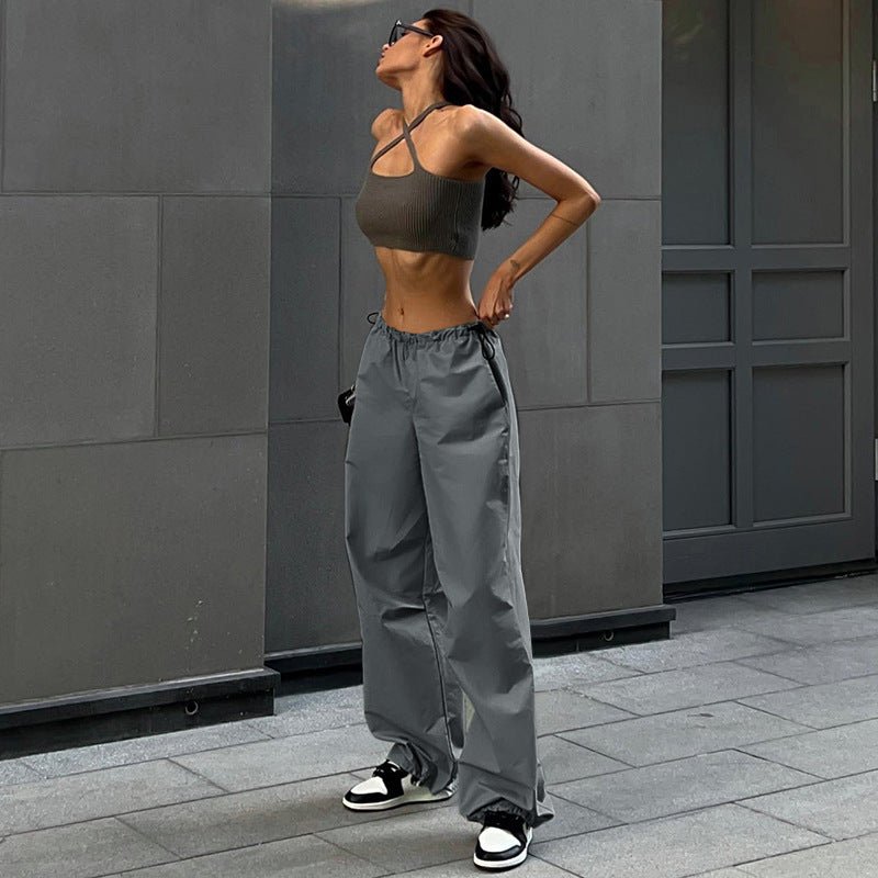 Foot Drawstring Cargo Pants - cherrykittenFoot Drawstring Cargo Pants