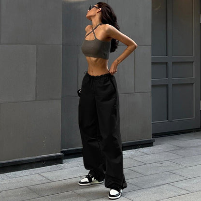 Foot Drawstring Cargo Pants - cherrykittenFoot Drawstring Cargo Pants