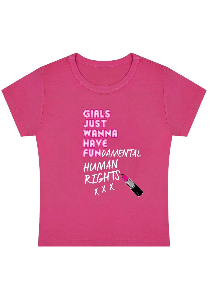 Girls Just Wanna Have Fun Y2K Baby Tee - cherrykittenGirls Just Wanna Have Fun Y2K Baby Tee