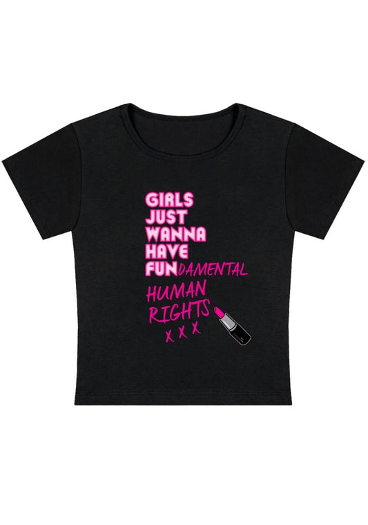 Girls Just Wanna Have Fun Y2K Baby Tee - cherrykittenGirls Just Wanna Have Fun Y2K Baby Tee