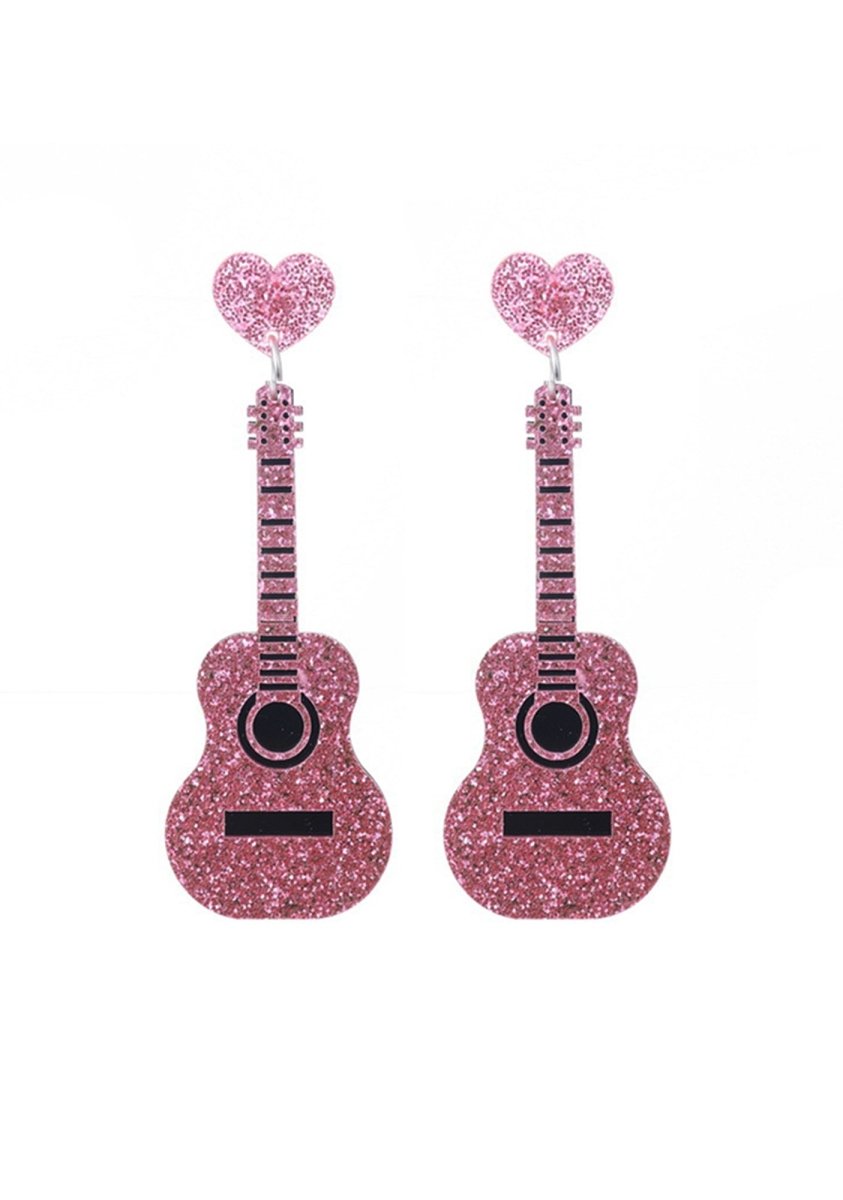 Glitter Guitars Heart Earrings - cherrykittenGlitter Guitars Heart Earrings