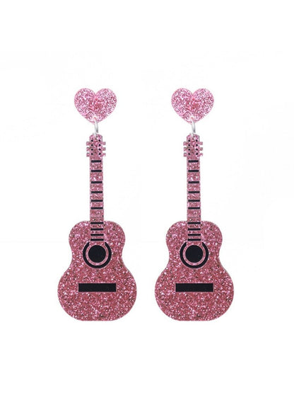Glitter Guitars Heart Earrings - cherrykittenGlitter Guitars Heart Earrings