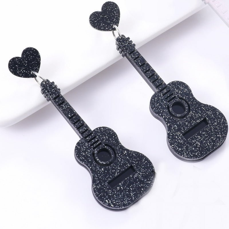 Glitter Guitars Heart Earrings - cherrykittenGlitter Guitars Heart Earrings