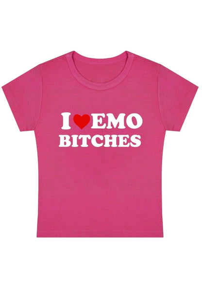 I Love Emo Bxxches Y2K Baby Tee - cherrykittenI Love Emo Bxxches Y2K Baby Tee