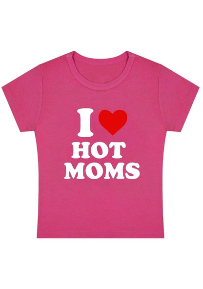 I Love Hot Moms Y2K Baby Tee - cherrykittenI Love Hot Moms Y2K Baby Tee