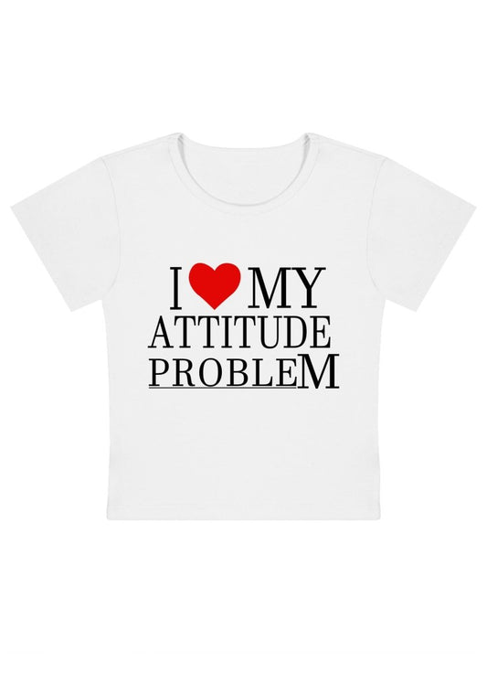 I Love My Attitude Problem Y2K Baby Tee - cherrykittenI Love My Attitude Problem Y2K Baby Tee