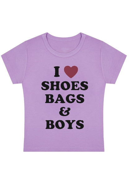 I Love Shoes Bags&Boys Y2k Baby Tee - cherrykittenI Love Shoes Bags&Boys Y2k Baby Tee