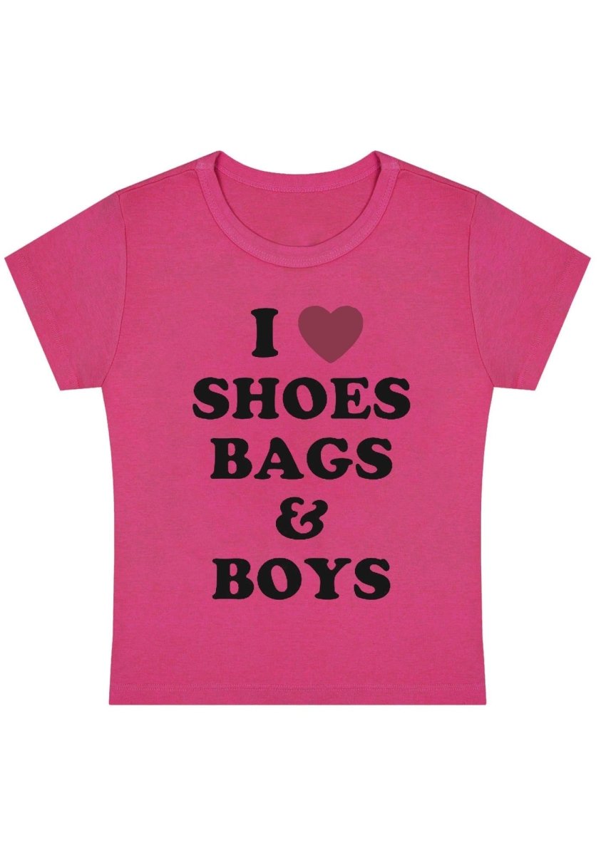 I Love Shoes Bags&Boys Y2k Baby Tee - cherrykittenI Love Shoes Bags&Boys Y2k Baby Tee