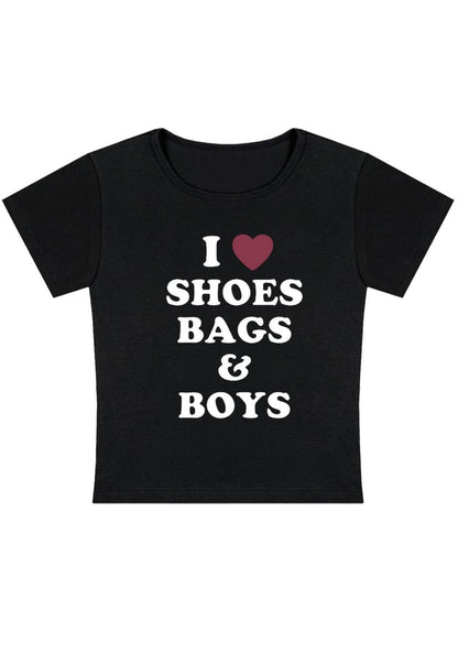 I Love Shoes Bags&Boys Y2k Baby Tee - cherrykittenI Love Shoes Bags&Boys Y2k Baby Tee